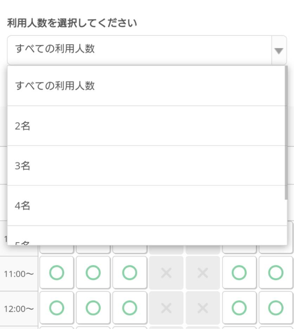 利用人数を選択。